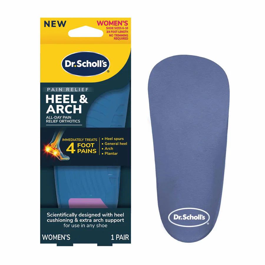 Pain Relief Heel & Arch 1 Pair Women Shoe Sizes 6-10 3/4 Length